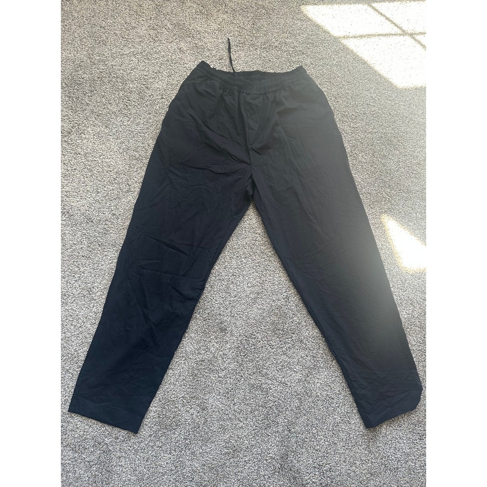 Zara Black Elastic Waist Drawstring Joggers Straight Leg Pants Womens XL
